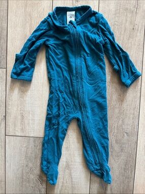 kate quinn Teal Zip-Front Footed One-Piece